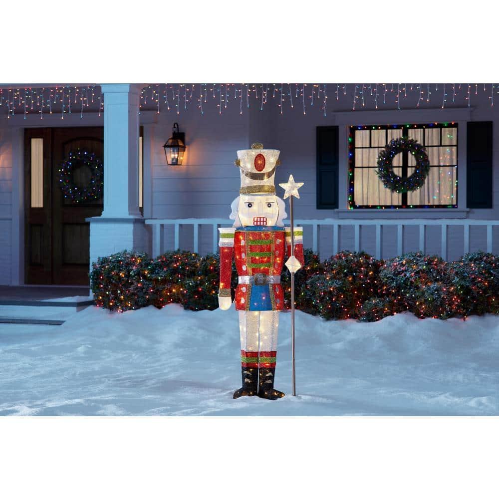 5.5 ft Warm White LED Solider Nutcracker Holiday Yard Decoration
