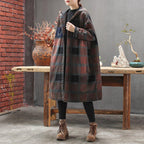 plaid hooded coat with pocket