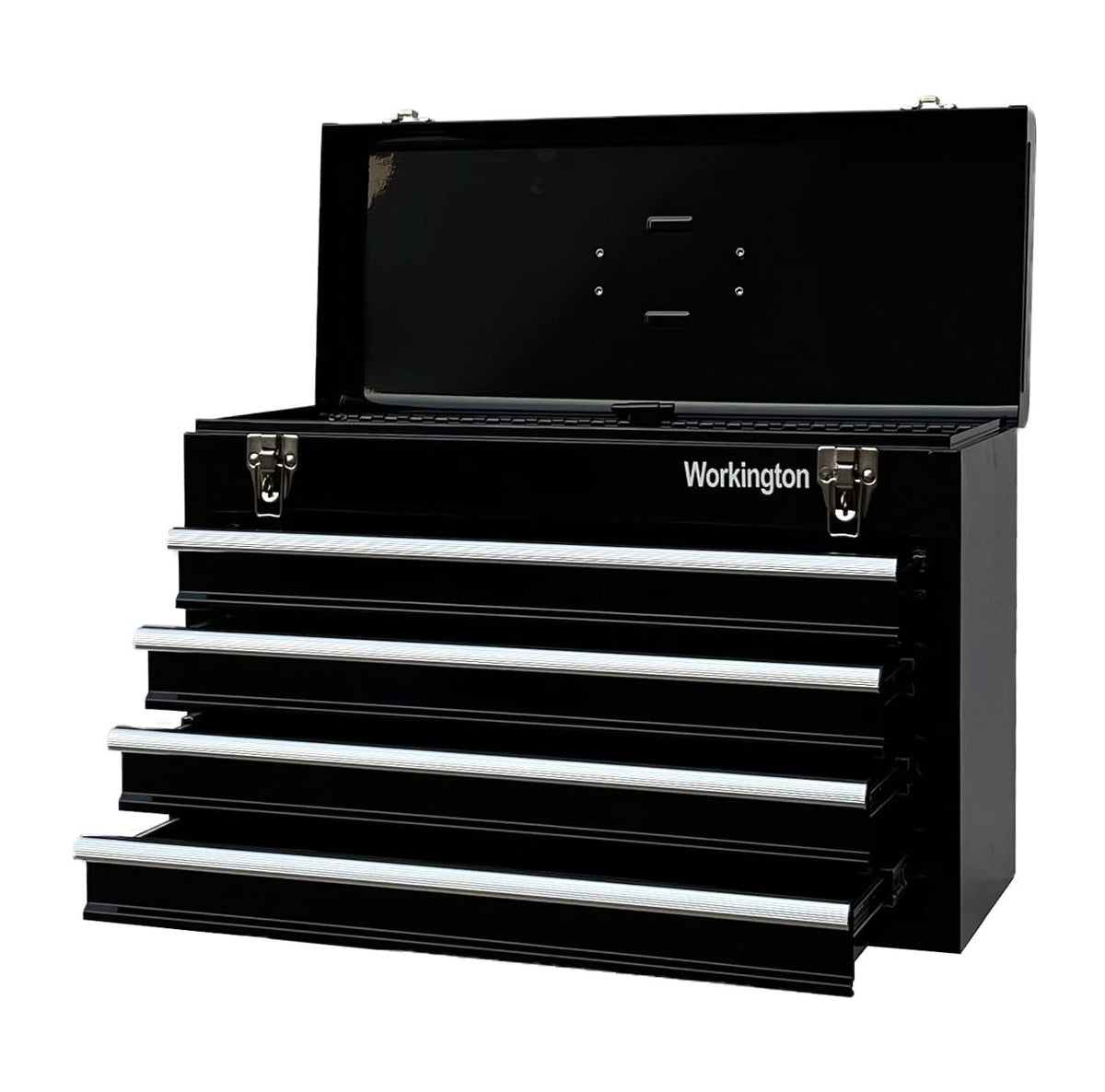 Portable Metal Tool Chest with 4 Drawers, 20" 4-Drawer Tool Chest Cabinet with Ball Bearing Drawer Slides, Steel Tool StoraBox Organizer 4004 Black