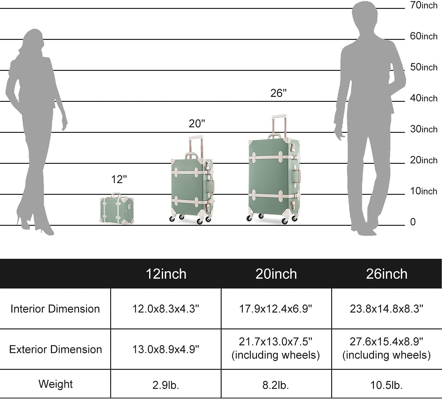 Carry on Suitcase 20 inch PU Trunk Luggage with Spinner Wheels for Women (Matcha Green)