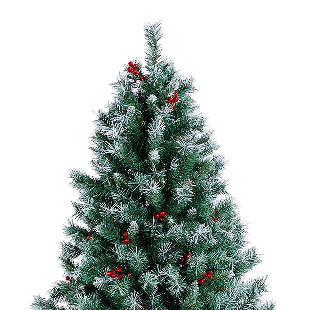 7.5ft Pre-lit Snow Frosted Artificial Christmas Tree with Red Berries and Incandescent Warm White Lights &amp; 1365 Branch Tips