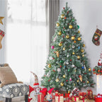 7.5ft Pre-lit Snow Frosted Artificial Christmas Tree with Red Berries and Incandescent Warm White Lights &amp; 1365 Branch Tips