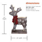 Alpine Corporation Wooden Christmas Reindeer Statue with Festive Bow