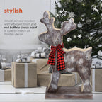 Alpine Corporation Wooden Christmas Reindeer Statue with Festive Bow