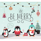 7 ft. x 8 ft. Merry Penguins-Christmas Garage Door Decor Mural for Single Car Garage