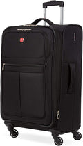 4010 Softside Luggage with Spinner Wheels, Black, Checked-Medium 23-Inch