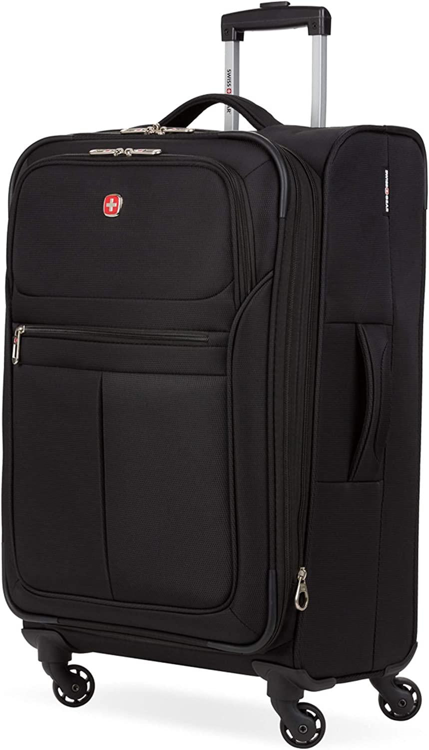 4010 Softside Luggage with Spinner Wheels, Black, Checked-Medium 23-Inch