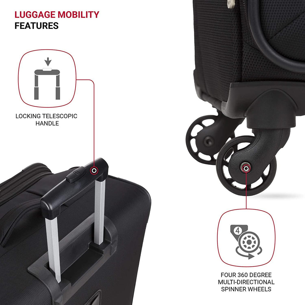 4010 Softside Luggage with Spinner Wheels, Black, Checked-Medium 23-Inch