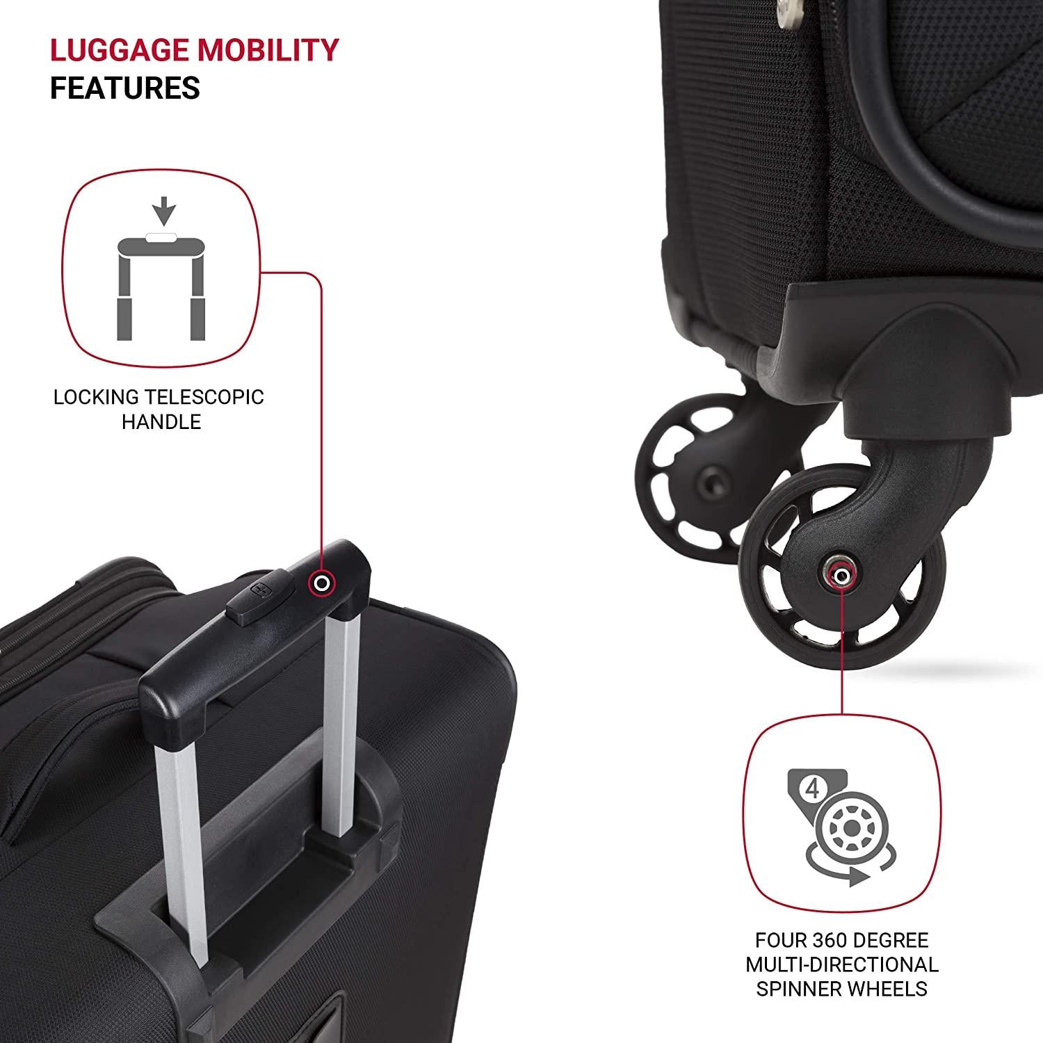 4010 Softside Luggage with Spinner Wheels, Black, Checked-Medium 23-Inch