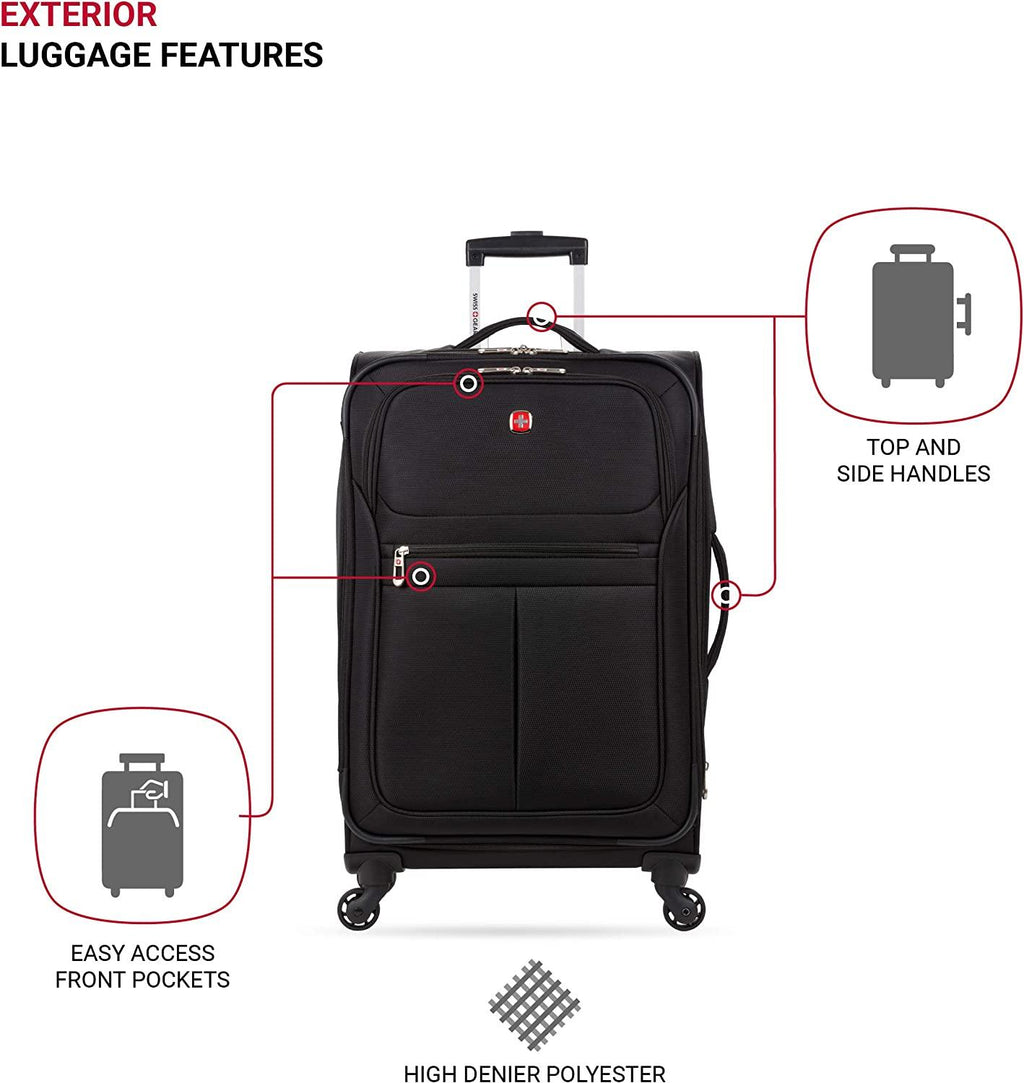4010 Softside Luggage with Spinner Wheels, Black, Checked-Medium 23-Inch