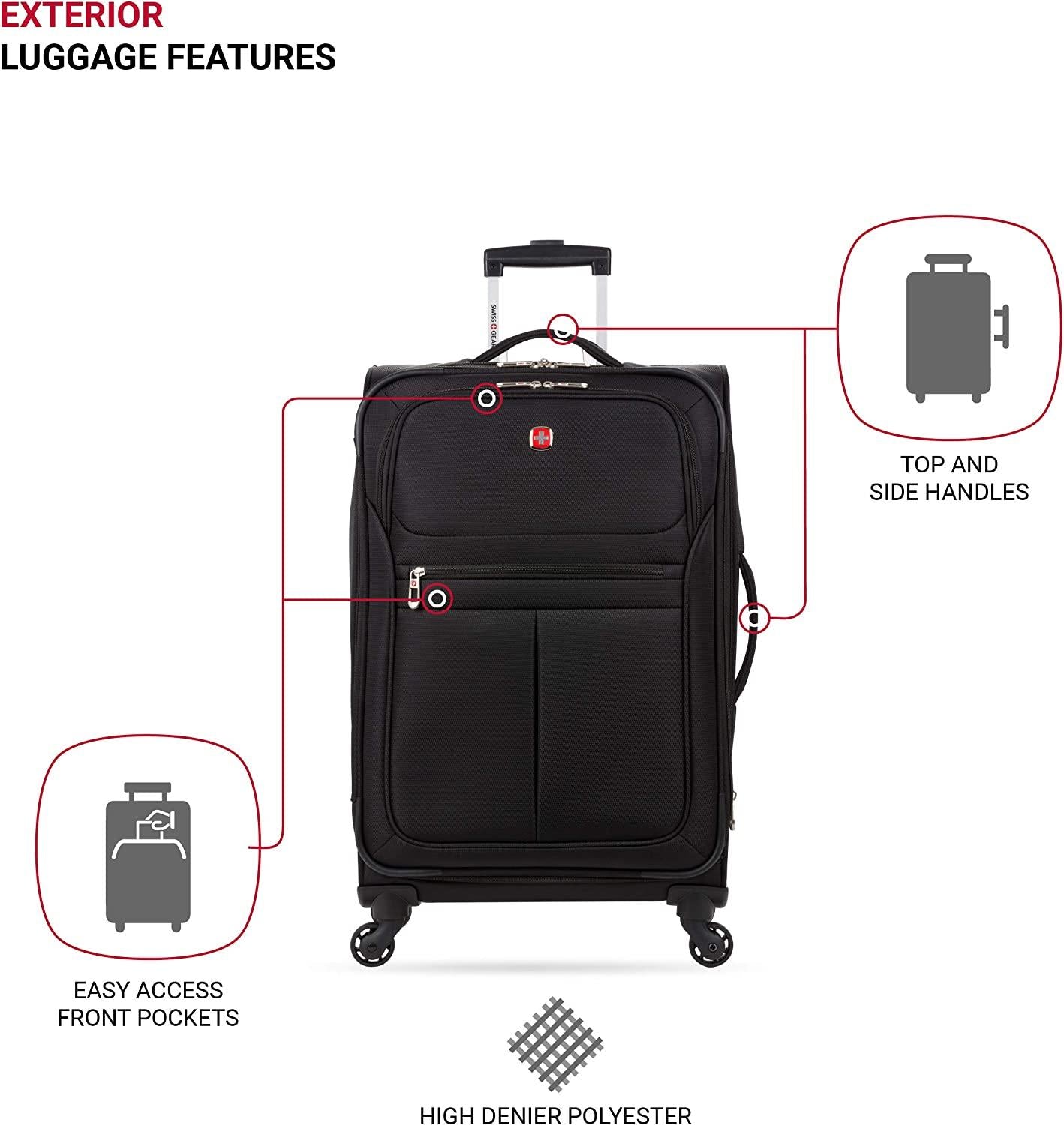 4010 Softside Luggage with Spinner Wheels, Black, Checked-Medium 23-Inch