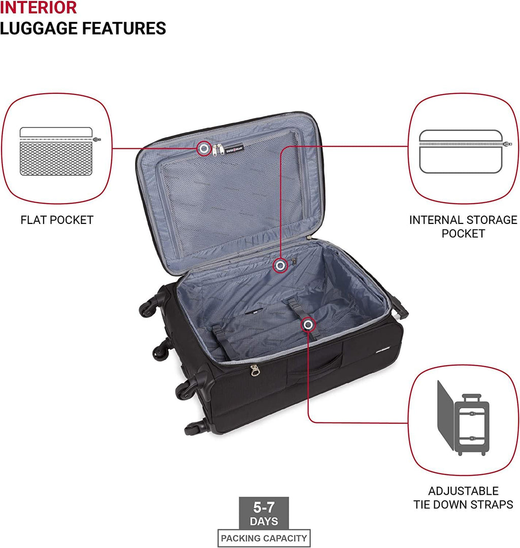 4010 Softside Luggage with Spinner Wheels, Black, Checked-Medium 23-Inch