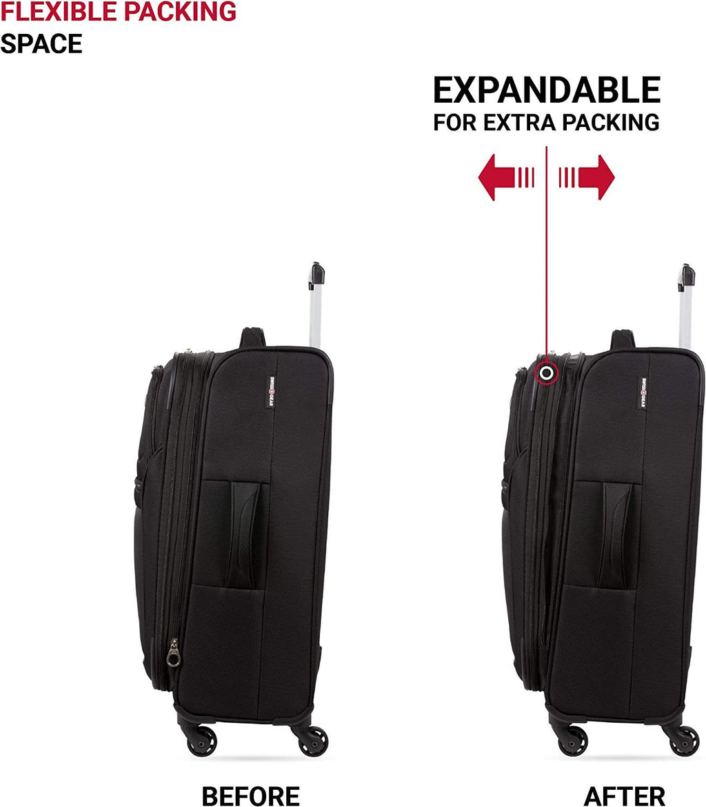 4010 Softside Luggage with Spinner Wheels, Black, Checked-Medium 23-Inch