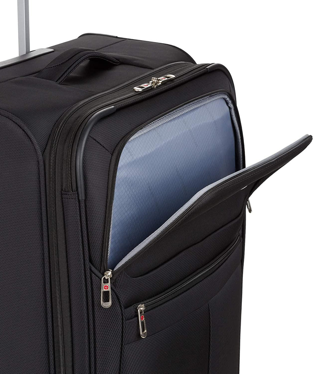 4010 Softside Luggage with Spinner Wheels, Black, Checked-Medium 23-Inch