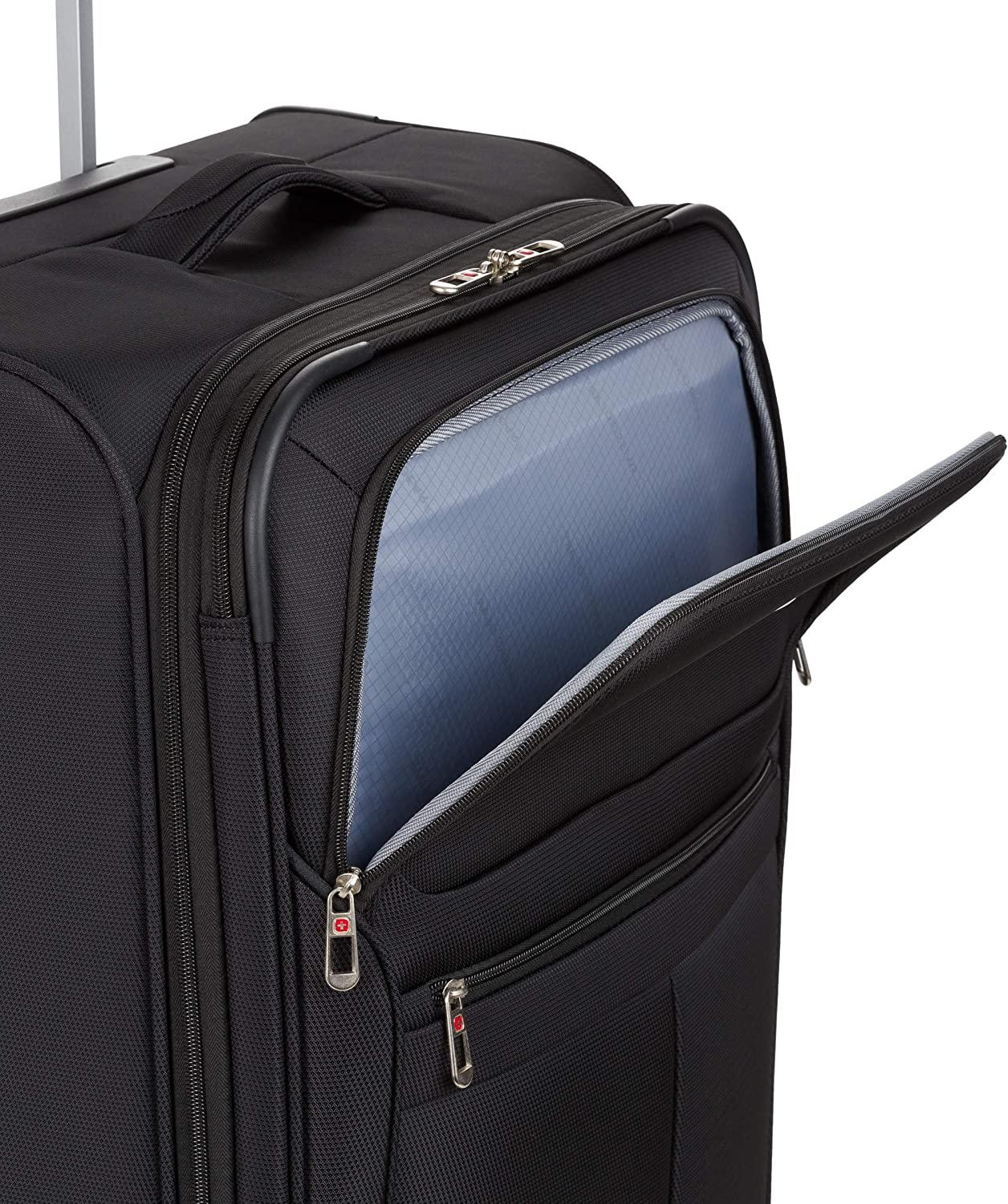 4010 Softside Luggage with Spinner Wheels, Black, Checked-Medium 23-Inch