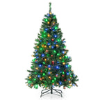 Costway 6FT Pre-Lit Hinged Christmas Tree w/ 260 Multi-Color Lights No Fluffing Required
