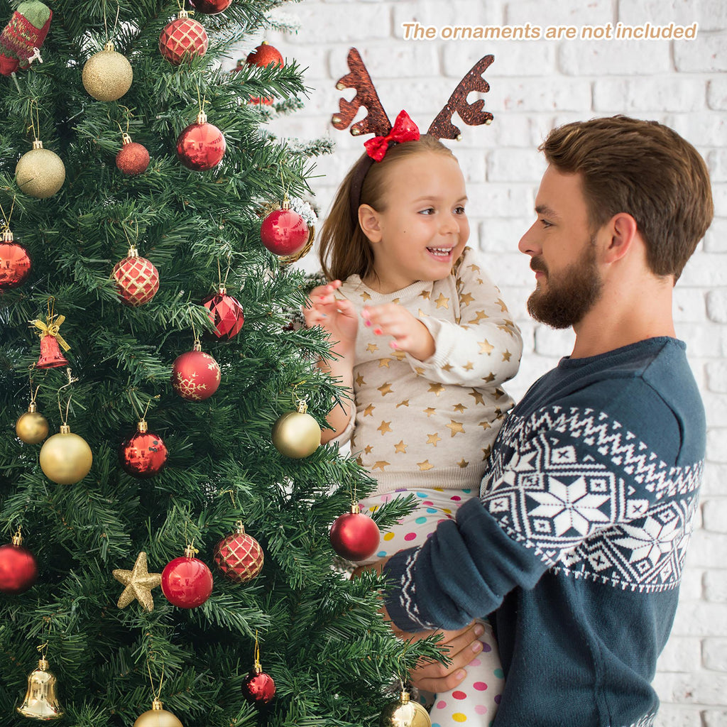 Costway 6FT Pre-Lit Hinged Christmas Tree w/ 260 Multi-Color Lights No Fluffing Required