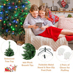 Costway 6FT Pre-Lit Hinged Christmas Tree w/ 260 Multi-Color Lights No Fluffing Required