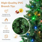 Costway 6FT Pre-Lit Hinged Christmas Tree w/ 260 Multi-Color Lights No Fluffing Required