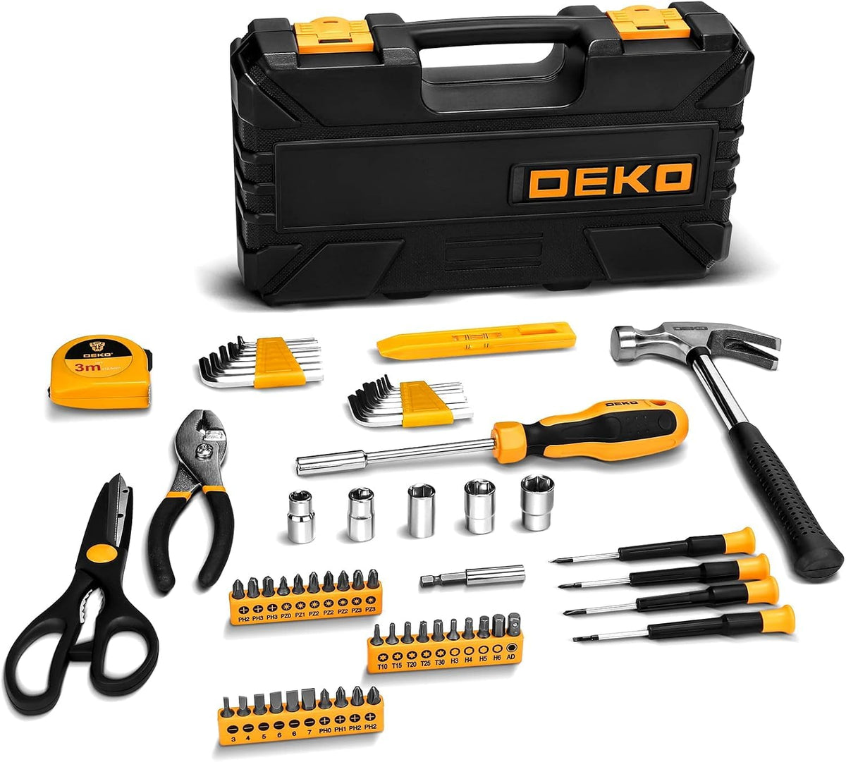 62-Piece Household Tool Set：Small Basic Home Tool Kit with Plastic Toolbox, Hand Tools with StoraCase