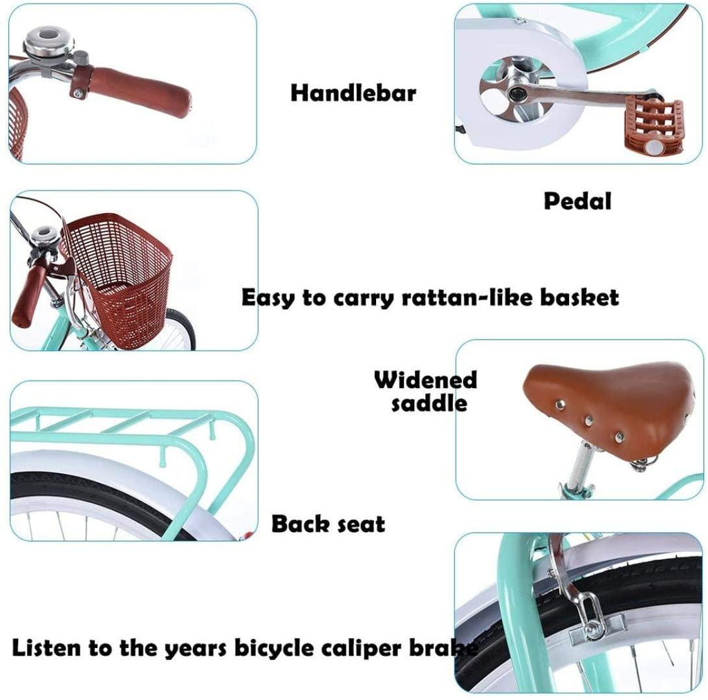 Dengken Women's Bike 26" Nel Lusso Classic Cruiser Retro Bicycle with Bicycle Basket High-Carbon Steel