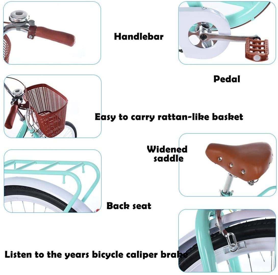 Dengken Women's Bike 26" Nel Lusso Classic Cruiser Retro Bicycle with Bicycle Basket High-Carbon Steel