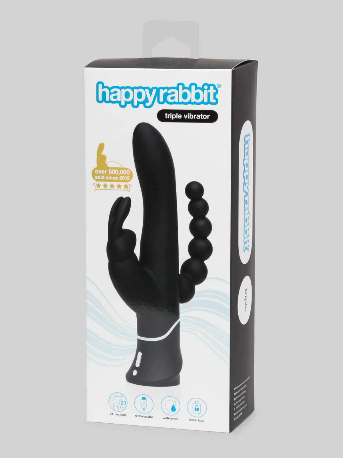 Happy Rabbit Triple Curve Rechargeable Rabbit Vibrator, Black