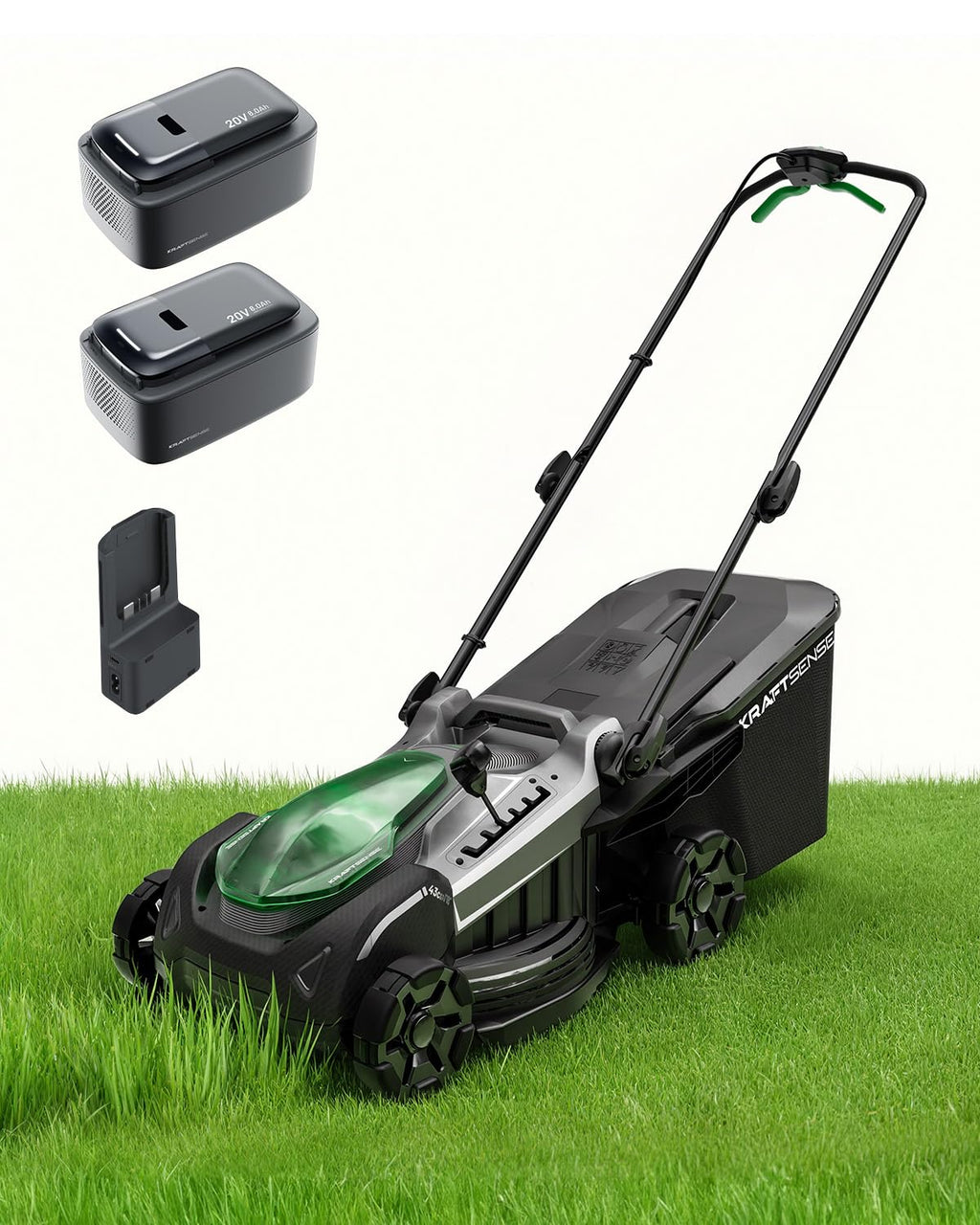 18" Electric Lawn Mower, 40V Cordless Lawn Mower with 2x8.0Ah Batteries &amp; Charger, Brushless Motor, 2-in-1 Mulching &amp; Bagging, 6-Position Height Adjustment, for Medium Yards