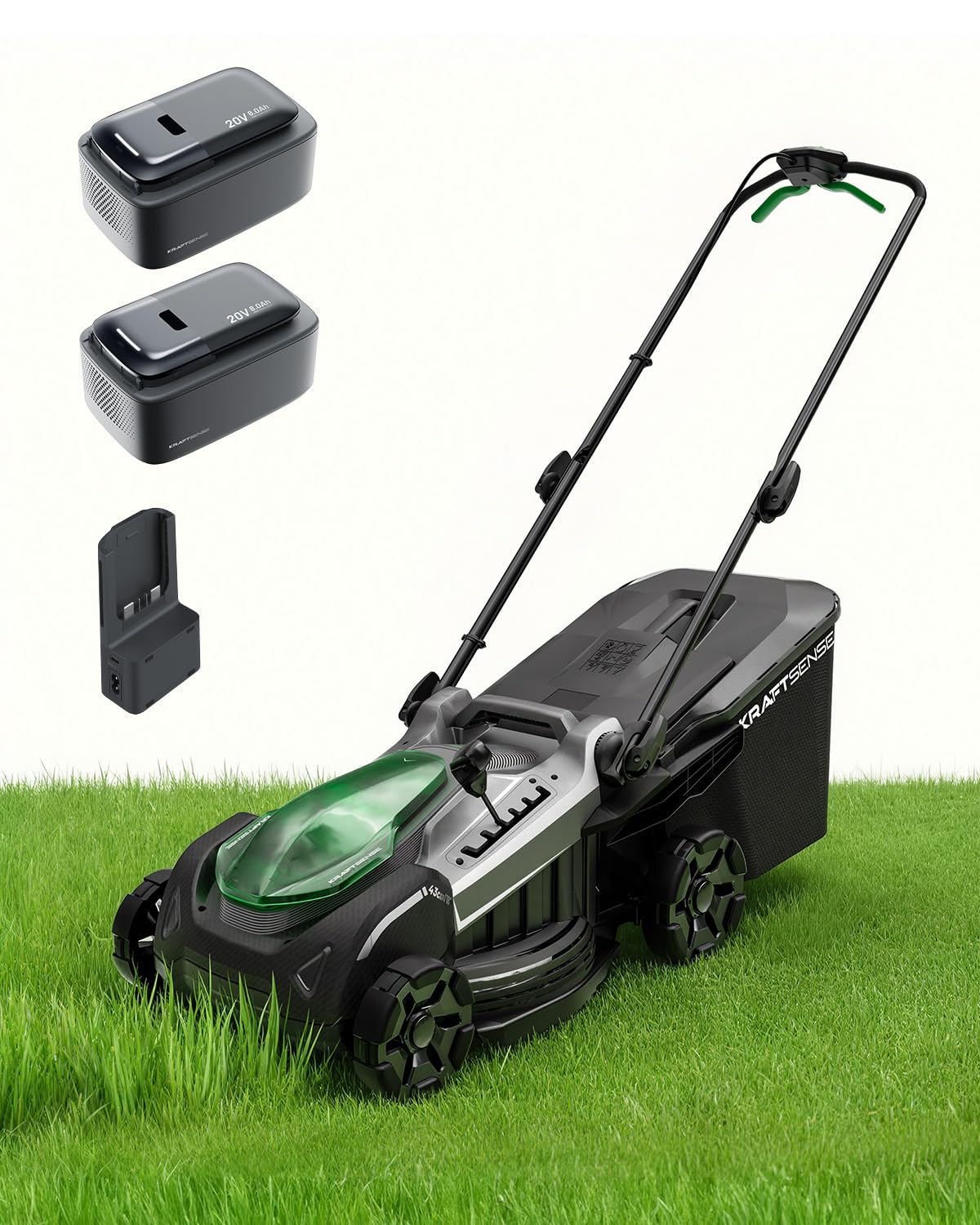 18" Electric Lawn Mower, 40V Cordless Lawn Mower with 2x8.0Ah Batteries &amp; Charger, Brushless Motor, 2-in-1 Mulching &amp; Bagging, 6-Position Height Adjustment, for Medium Yards
