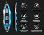 Driftsun Voyager 2 Person Tandem Inflatable Kayak, Includes 2 Aluminum Paddles, 2 Padded Seats, Double Action Pump and More