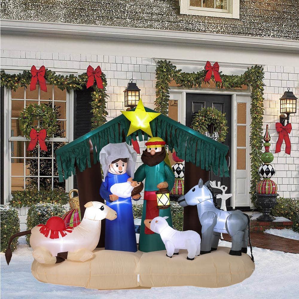 Lighted 7 ft. H x 8 ft. W Nativity Scene Inflatable