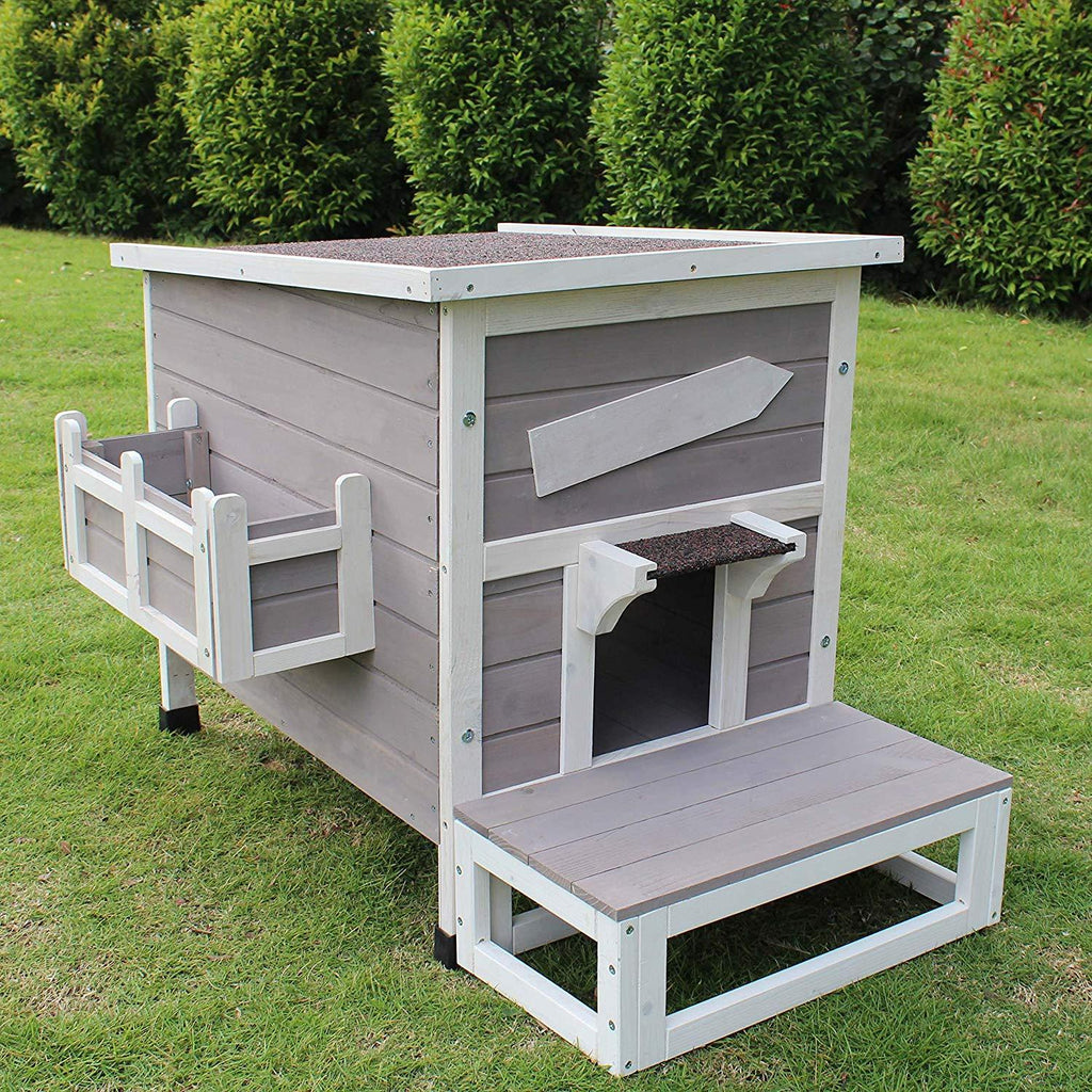 ROCKEVER Outdoor Cat Shelter with Escape Door Rainproof Outside Kitty House
