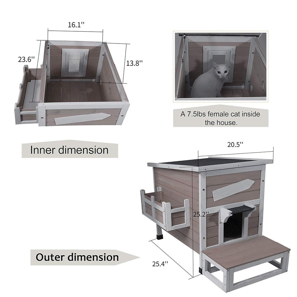 ROCKEVER Outdoor Cat Shelter with Escape Door Rainproof Outside Kitty House