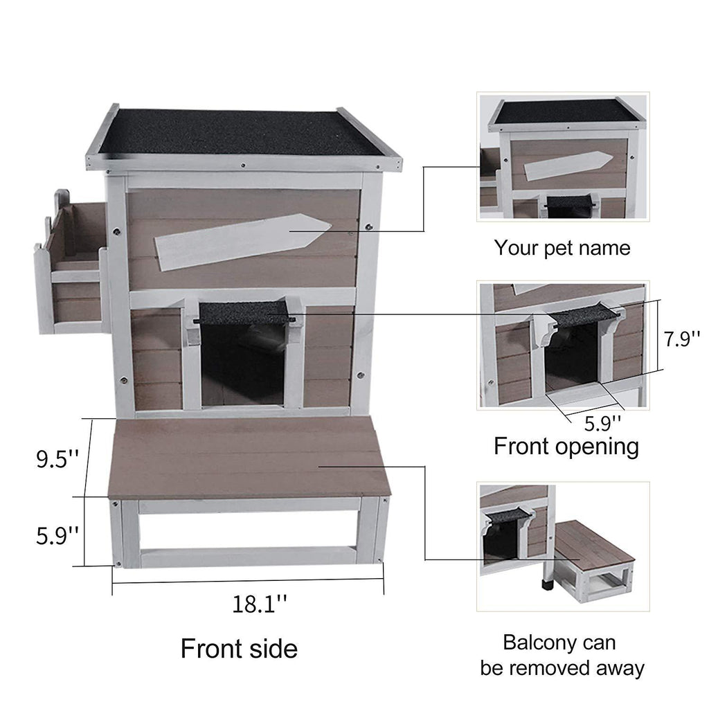 ROCKEVER Outdoor Cat Shelter with Escape Door Rainproof Outside Kitty House