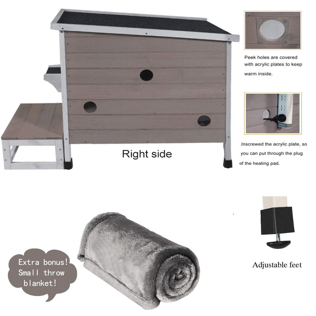 ROCKEVER Outdoor Cat Shelter with Escape Door Rainproof Outside Kitty House