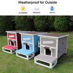 ROCKEVER Outdoor Cat Shelter with Escape Door Rainproof Outside Kitty House