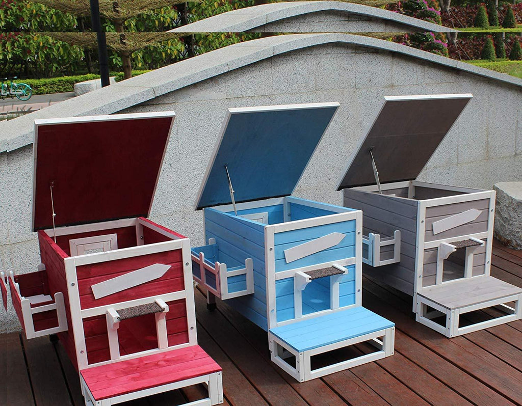 ROCKEVER Outdoor Cat Shelter with Escape Door Rainproof Outside Kitty House