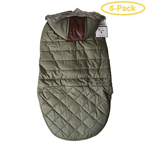 Fashion Pet Outdoor Dog Leather Detail Dog Coat - Olive Green X-Lar- (Fits 24"-29" Neck to Tail) - Pack of 6