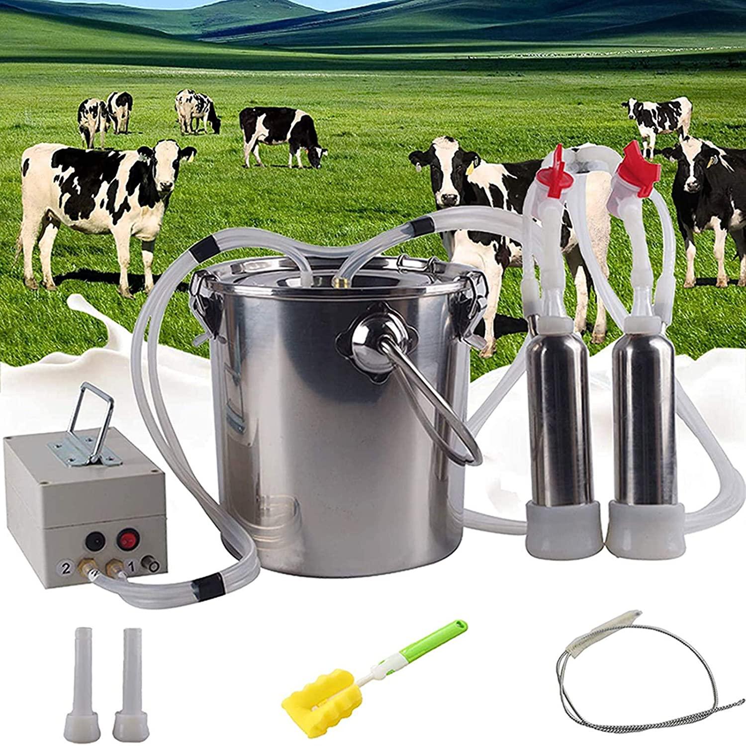 limeid milking machine kit for sheep portable electric milker milking machine, automatic portable livestock milking equipment, adjustable vacuum pump food silicone grade hose 7l,forcattle