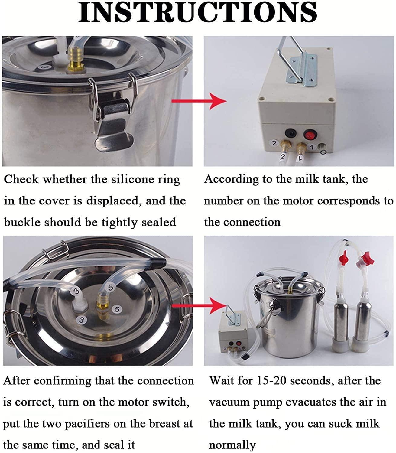 limeid milking machine kit for sheep portable electric milker milking machine, automatic portable livestock milking equipment, adjustable vacuum pump food silicone grade hose 7l,forcattle