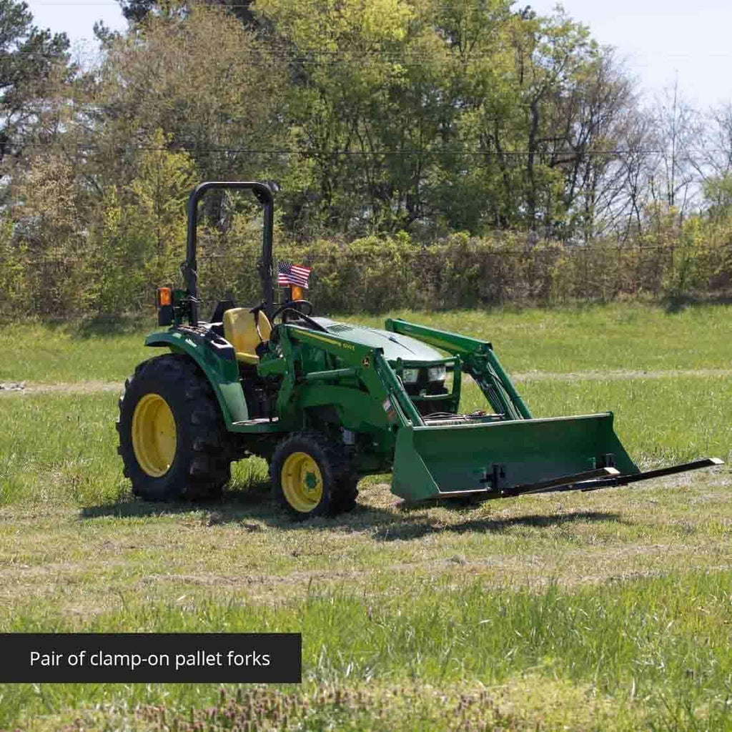 titan attachments light-duty 46" clamp-on pallet forks stabilizer bar rated 1,500 lb loader or skid steer