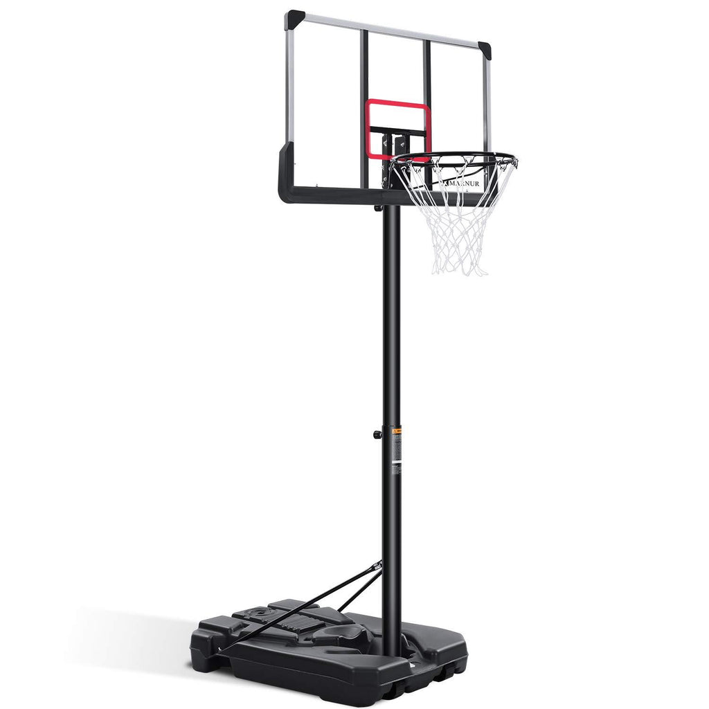 MARNUR Basketball Hoop Portable Basketball Goal System with Adjustable Height with Big Backboard &amp; Wheels and LarBase for Youth &amp; Adults Family Indoor Outdoor