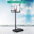 MARNUR Basketball Hoop Portable Basketball Goal System with Adjustable Height with Big Backboard &amp; Wheels and LarBase for Youth &amp; Adults Family Indoor Outdoor