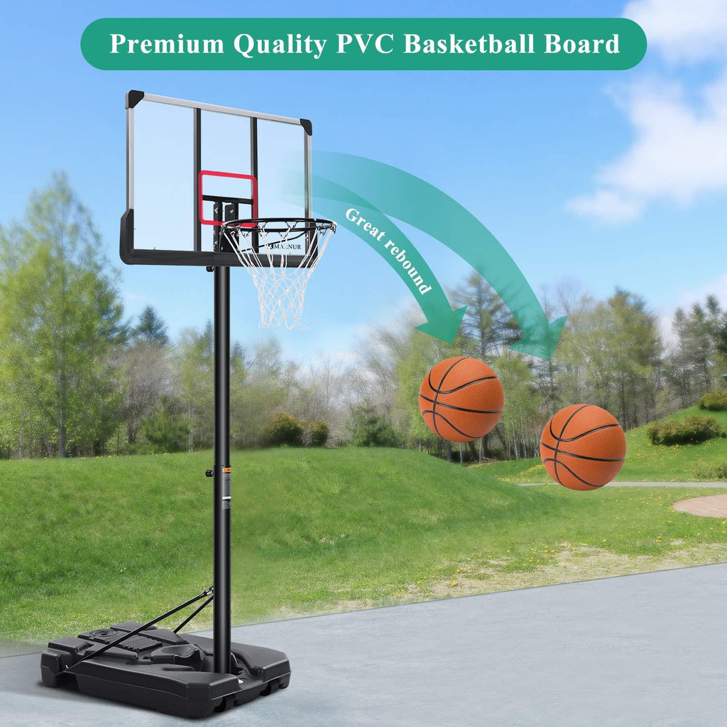 MARNUR Basketball Hoop Outdoor Basketball Goal Portable Basketball System Set with Height Adjustable 6ft 7in-10ft with 44 Inch Backboard &amp; Wheels for Family Indoor