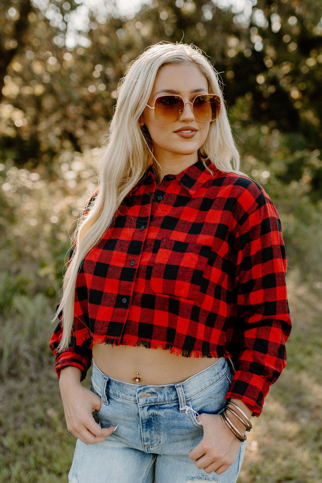 flannel top - red