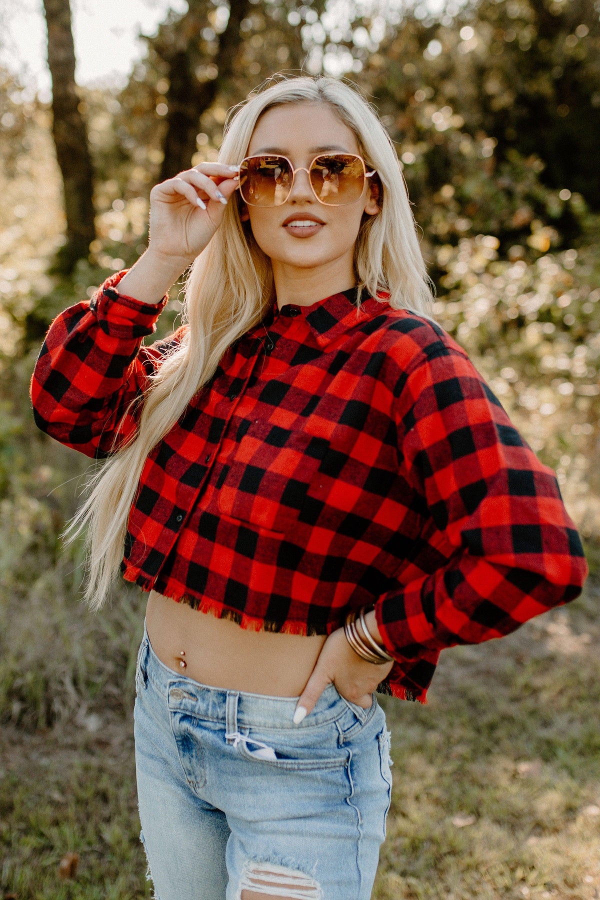 flannel top - red