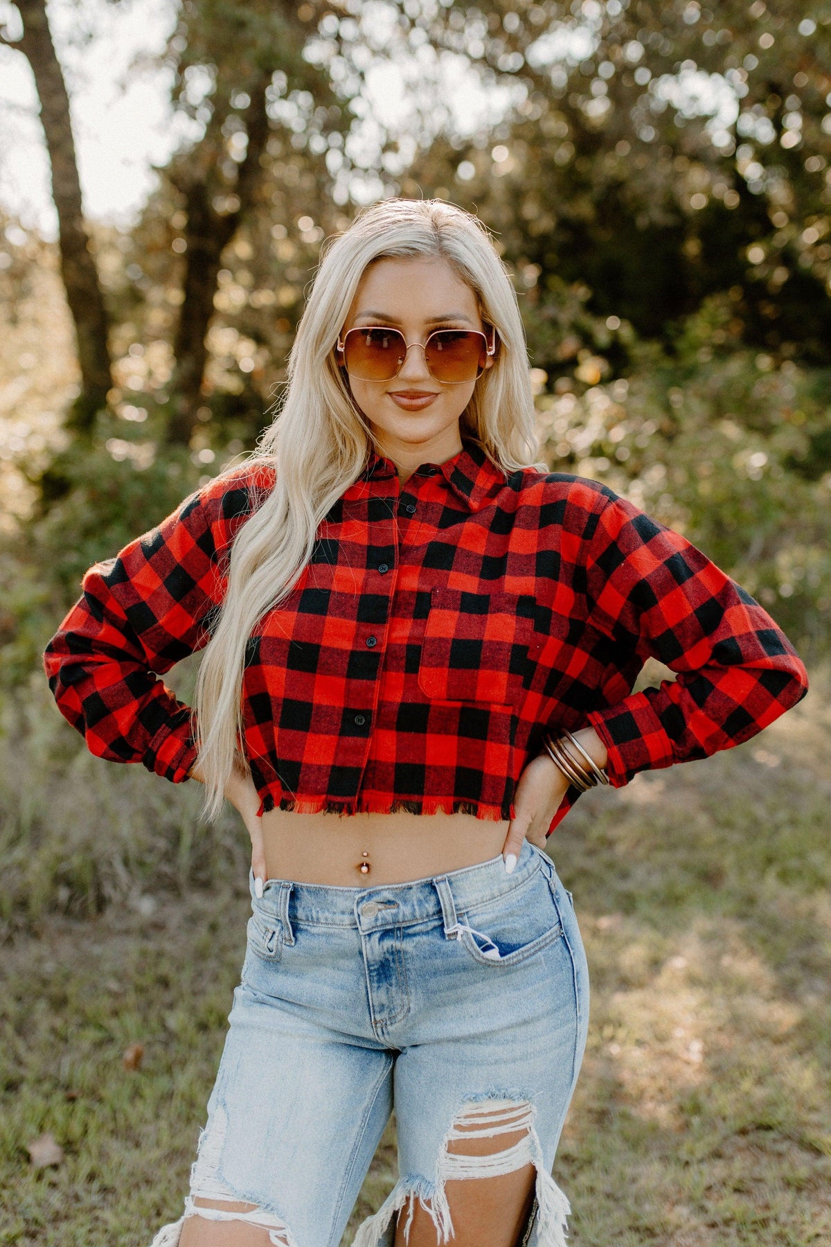 flannel top - red