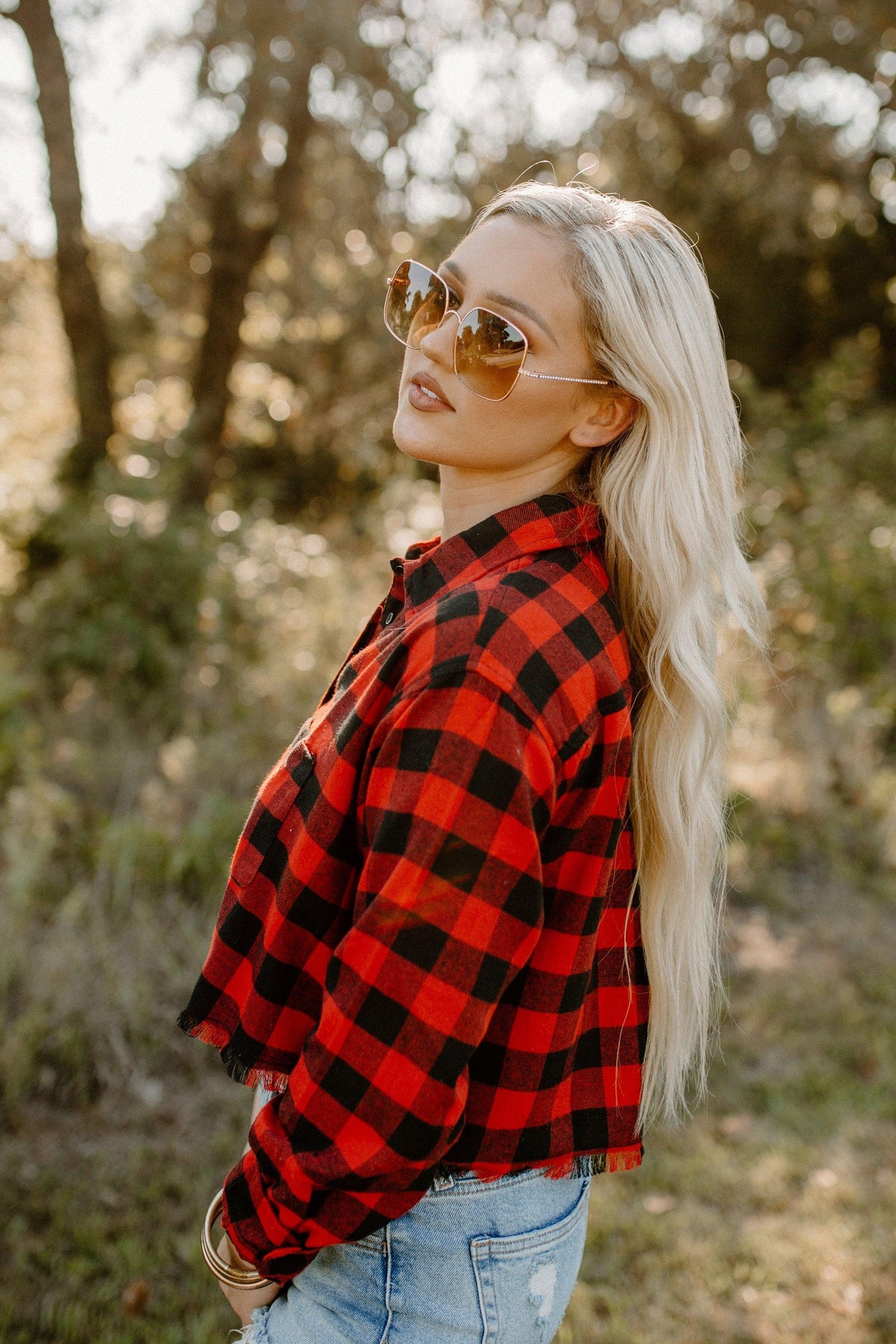 flannel top - red