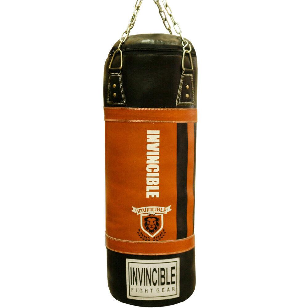 Amber Fight Gear Leather 6ft Heavy Bag Boxing MMA Muay Thai Fitness Punching Training Workout Unfilled