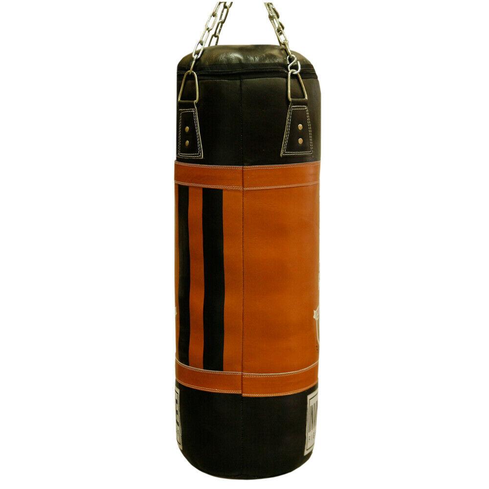 Amber Fight Gear Leather 6ft Heavy Bag Boxing MMA Muay Thai Fitness Punching Training Workout Unfilled
